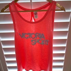 PINK BY Victoria Secret tank top open back, coral
